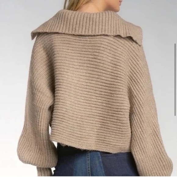 House of Harlow 1960 chunky v neck pull over oversized collar sweater - Picture 3 of 14